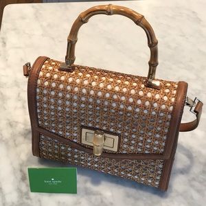 Kate Spade rattan and canvas handbag
